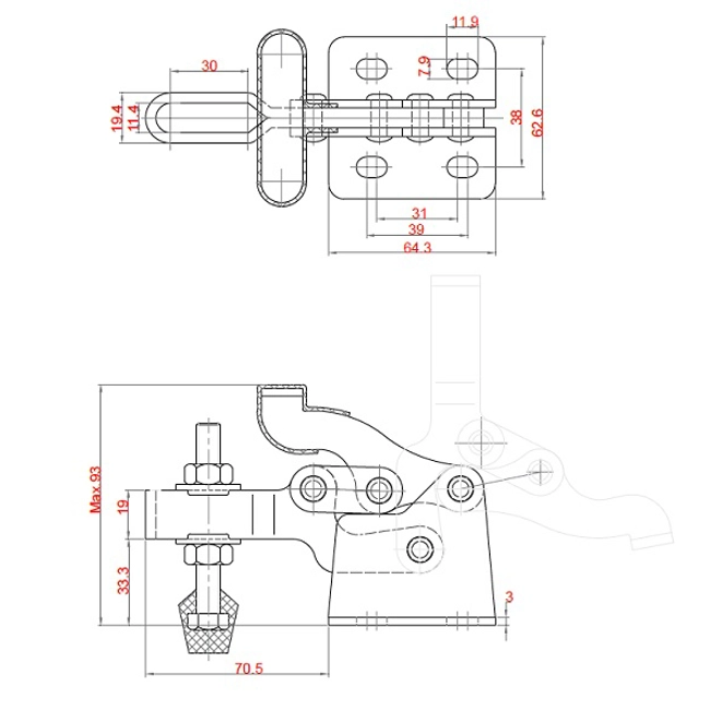 Vendita online Bloccaggio verticale base piatta braccio regolabile 330 Kg.